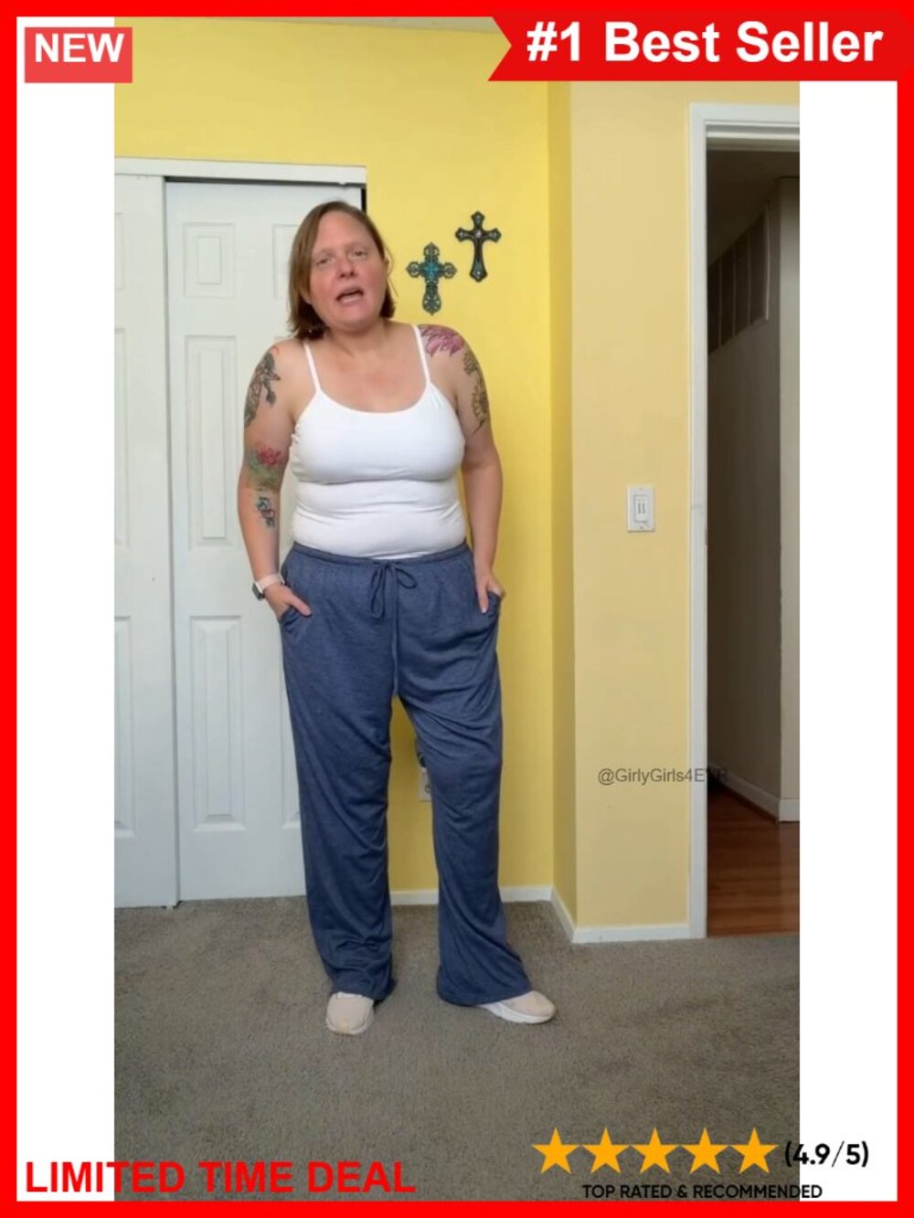 Plus Size Wide Leg Lounge Yoga Pants Drawstring Pockets Stretch - Picture 6 of 6